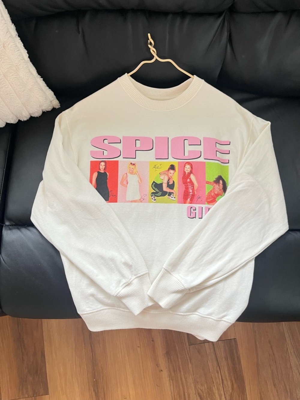 Hollister Cream & Pink retro 90s Graphic Spice Crewneck size XXS Oversize - Picture 11 of 14